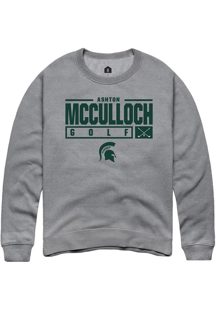 Ashton McCulloch Rally Michigan State Spartans Mens Graphite NIL Stacked Box Long Sleeve Crew Swe..