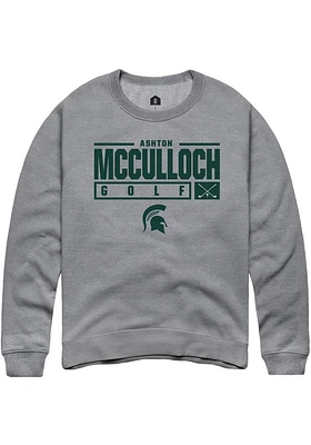 Ashton McCulloch  Rally Michigan State Spartans Mens Graphite NIL Stacked Box Long Sleeve Crew Swe..