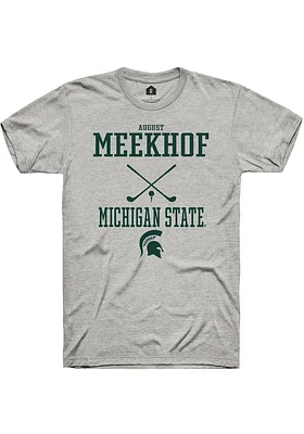 August Meekhof  Michigan State Spartans Ash Rally NIL Sport Icon Short Sleeve T Shirt