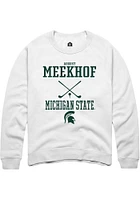 August Meekhof  Rally Michigan State Spartans Mens White NIL Sport Icon Long Sleeve Crew Sweatshir..