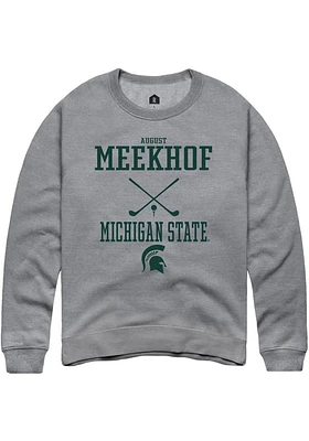 August Meekhof  Rally Michigan State Spartans Mens Graphite NIL Sport Icon Long Sleeve Crew Sweats..