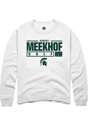 August Meekhof Rally Michigan State Spartans Mens NIL Stacked Box Long Sleeve Crew Sweatshi