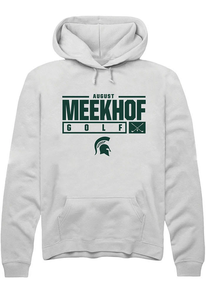 August Meekhof Rally Michigan State Spartans Mens NIL Stacked Box Long Sleeve Hoodie
