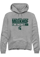 August Meekhof  Rally Michigan State Spartans Mens Graphite NIL Stacked Box Long Sleeve Hoodie