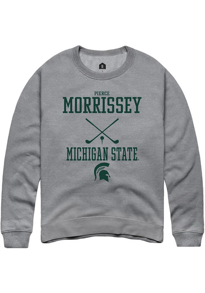 Pierce Morrissey Rally Michigan State Spartans Mens Graphite NIL Sport Icon Long Sleeve Crew Swea..