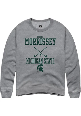 Pierce Morrissey  Rally Michigan State Spartans Mens Graphite NIL Sport Icon Long Sleeve Crew Swea..