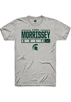 Pierce Morrissey  Michigan State Spartans Ash Rally NIL Stacked Box Short Sleeve T Shirt