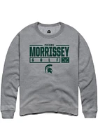 Pierce Morrissey  Rally Michigan State Spartans Mens Graphite NIL Stacked Box Long Sleeve Crew Swe..