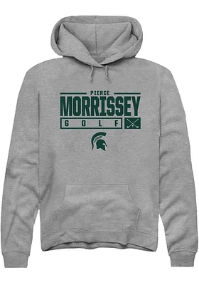 Pierce Morrissey  Rally Michigan State Spartans Mens Graphite NIL Stacked Box Long Sleeve Hoodie