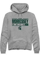 Pierce Morrissey  Rally Michigan State Spartans Mens Graphite NIL Stacked Box Long Sleeve Hoodie
