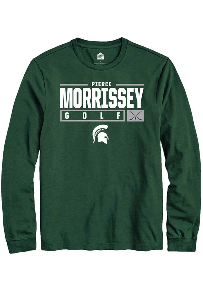 Pierce Morrissey Michigan State Spartans Green Rally NIL Stacked Box Long Sleeve T Shirt