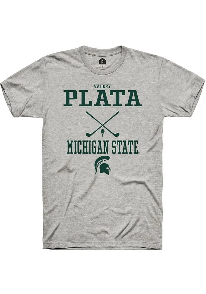 Valery Plata Michigan State Spartans Ash Rally NIL Sport Icon Short Sleeve T Shirt