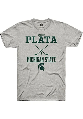 Valery Plata  Michigan State Spartans Ash Rally NIL Sport Icon Short Sleeve T Shirt