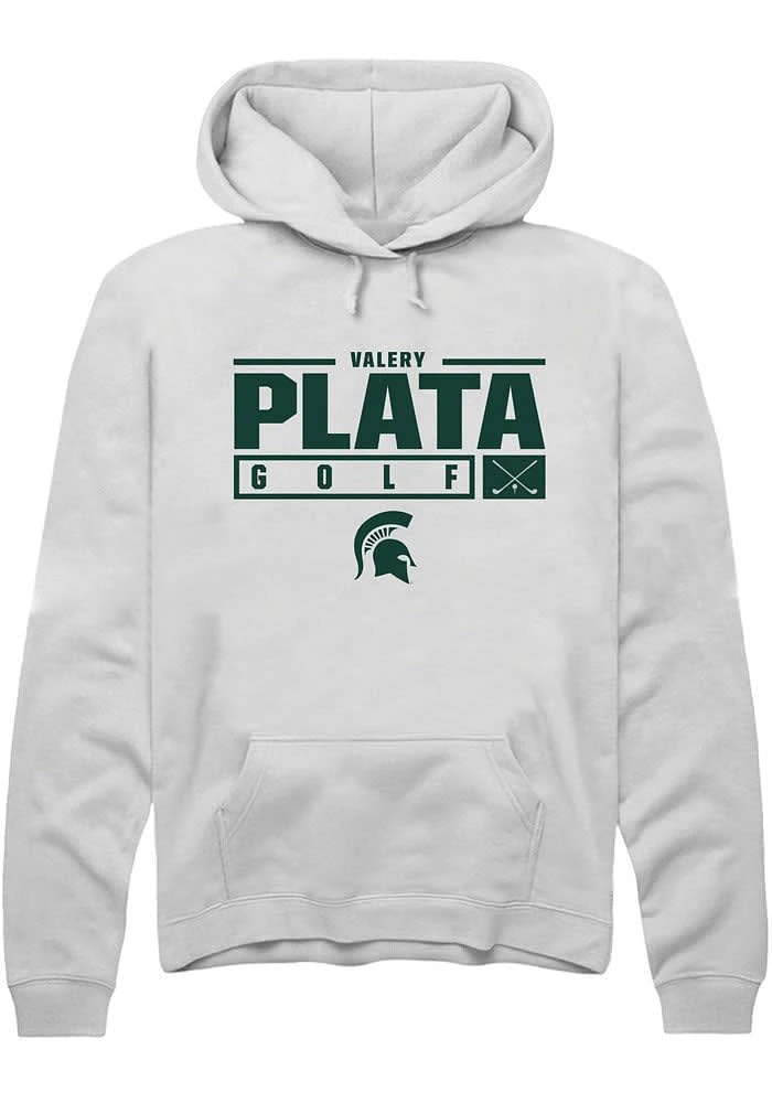 Valery Plata Rally Michigan State Spartans Mens NIL Stacked Box Long Sleeve Hoodie