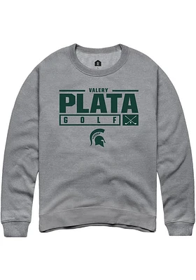 Valery Plata  Rally Michigan State Spartans Mens Graphite NIL Stacked Box Long Sleeve Crew Sweatsh..