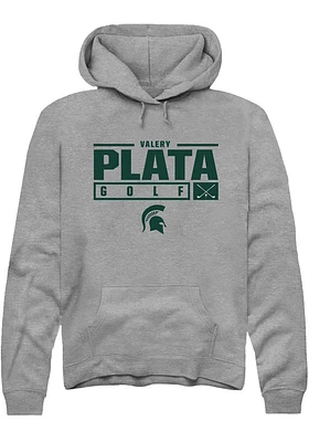 Valery Plata  Rally Michigan State Spartans Mens Graphite NIL Stacked Box Long Sleeve Hoodie