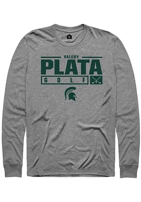 Valery Plata  Michigan State Spartans Graphite Rally NIL Stacked Box Long Sleeve T Shirt