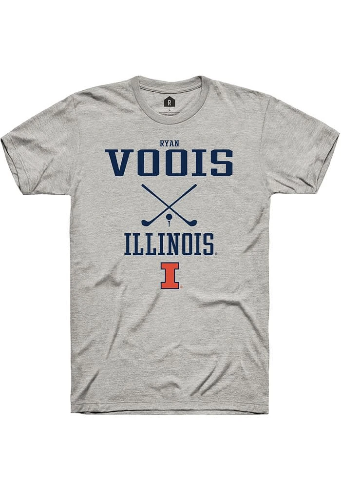 Ryan Voois Illinois Fighting Illini Ash Rally NIL Sport Icon Short Sleeve T Shirt