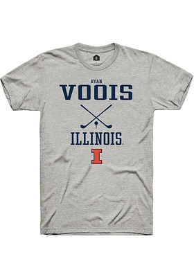 Ryan Voois  Illinois Fighting Illini Ash Rally NIL Sport Icon Short Sleeve T Shirt