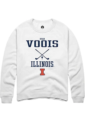 Ryan Voois  Rally Illinois Fighting Illini Mens White NIL Sport Icon Long Sleeve Crew Sweatshirt
