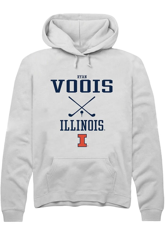 Ryan Voois Rally Illinois Fighting Illini Mens White NIL Sport Icon Long Sleeve Hoodie