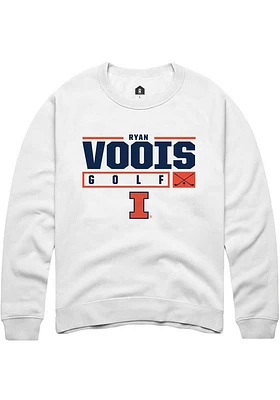 Ryan Voois  Rally Illinois Fighting Illini Mens White NIL Stacked Box Long Sleeve Crew Sweatshirt