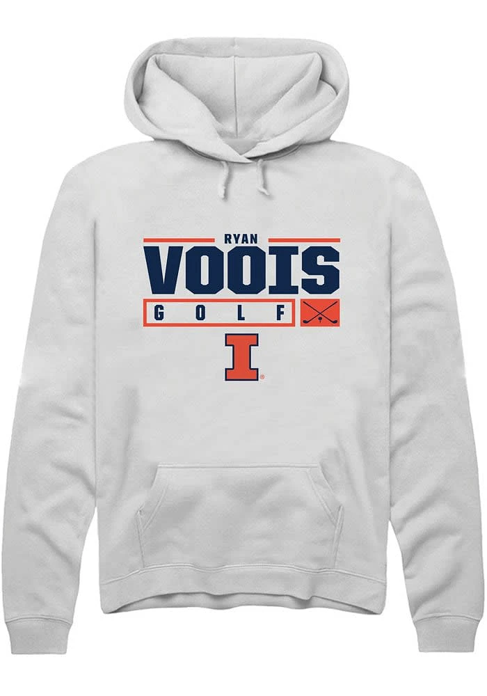 Ryan Voois Rally Illinois Fighting Illini Mens White NIL Stacked Box Long Sleeve Hoodie