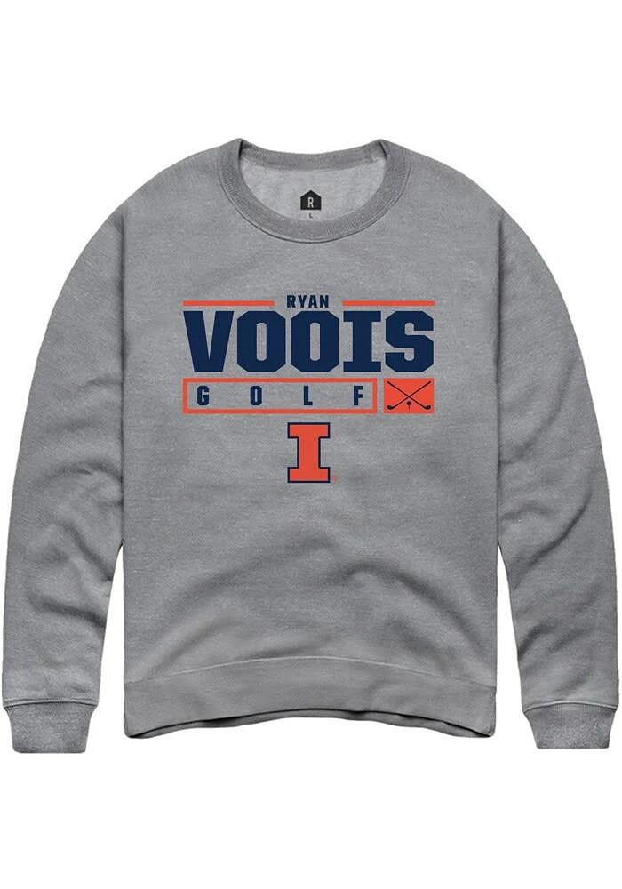 Ryan Voois Rally Illinois Fighting Illini Mens Graphite NIL Stacked Box Long Sleeve Crew Sweatshi..