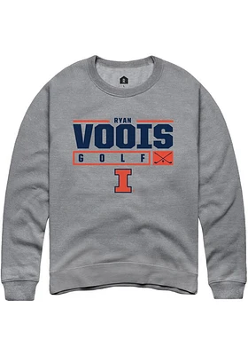 Ryan Voois  Rally Illinois Fighting Illini Mens Graphite NIL Stacked Box Long Sleeve Crew Sweatshi..