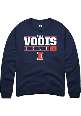 Ryan Voois  Rally Illinois Fighting Illini Mens Navy Blue NIL Stacked Box Long Sleeve Crew Sweatsh..