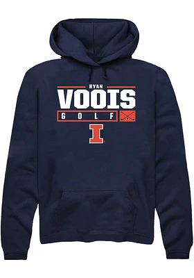 Ryan Voois  Rally Illinois Fighting Illini Mens Navy Blue NIL Stacked Box Long Sleeve Hoodie