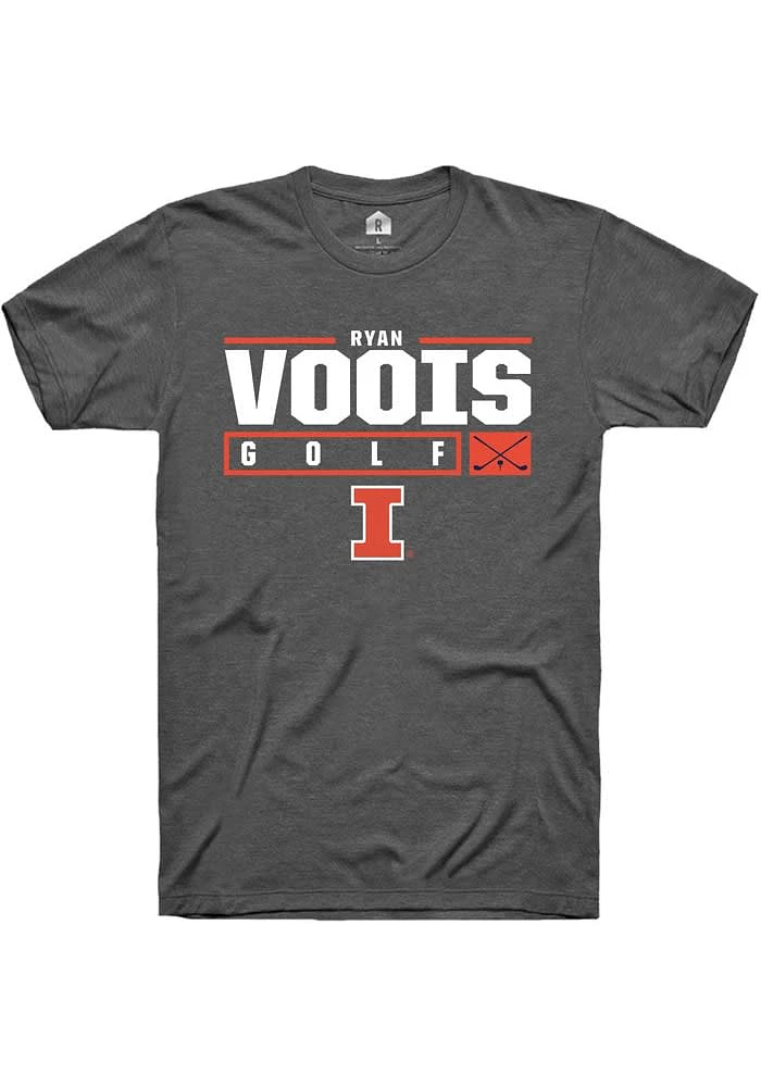 Ryan Voois Illinois Fighting Illini Dark Grey Rally NIL Stacked Box Short Sleeve T Shirt