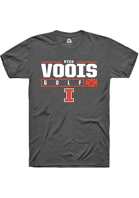 Ryan Voois  Illinois Fighting Illini Dark Grey Rally NIL Stacked Box Short Sleeve T Shirt