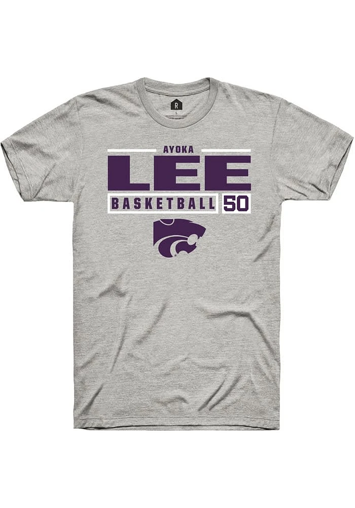 Ayoka Lee K-State Wildcats Ash Rally NIL Stacked Box Short Sleeve T Shirt