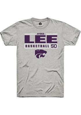 Ayoka Lee  K-State Wildcats Ash Rally NIL Stacked Box Short Sleeve T Shirt