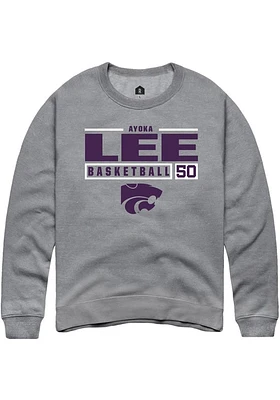 Ayoka Lee  Rally K-State Wildcats Mens Graphite NIL Stacked Box Long Sleeve Crew Sweatshirt