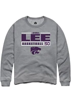 Ayoka Lee  Rally K-State Wildcats Mens Graphite NIL Stacked Box Long Sleeve Crew Sweatshirt