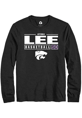 Ayoka Lee  K-State Wildcats Black Rally NIL Stacked Box Long Sleeve T Shirt