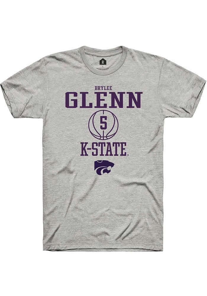 Brylee Glenn K-State Wildcats Ash Rally NIL Sport Icon Short Sleeve T Shirt