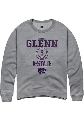 Brylee Glenn  Rally K-State Wildcats Mens Graphite NIL Sport Icon Long Sleeve Crew Sweatshirt
