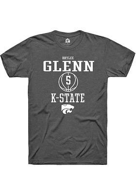Brylee Glenn  K-State Wildcats Dark Grey Rally NIL Sport Icon Short Sleeve T Shirt