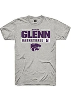 Brylee Glenn  K-State Wildcats Ash Rally NIL Stacked Box Short Sleeve T Shirt