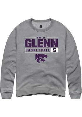 Brylee Glenn  Rally K-State Wildcats Mens Graphite NIL Stacked Box Long Sleeve Crew Sweatshirt