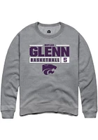 Brylee Glenn  Rally K-State Wildcats Mens Graphite NIL Stacked Box Long Sleeve Crew Sweatshirt