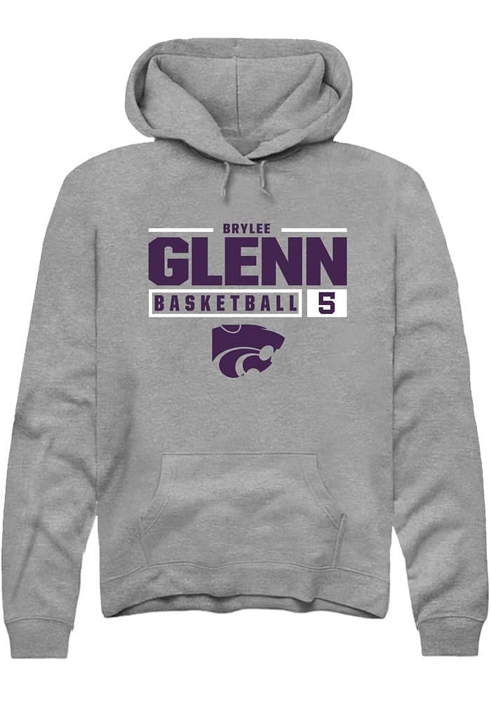 Brylee Glenn Rally K-State Wildcats Mens Graphite NIL Stacked Box Long Sleeve Hoodie