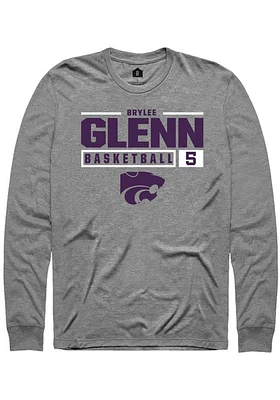 Brylee Glenn  K-State Wildcats Graphite Rally NIL Stacked Box Long Sleeve T Shirt