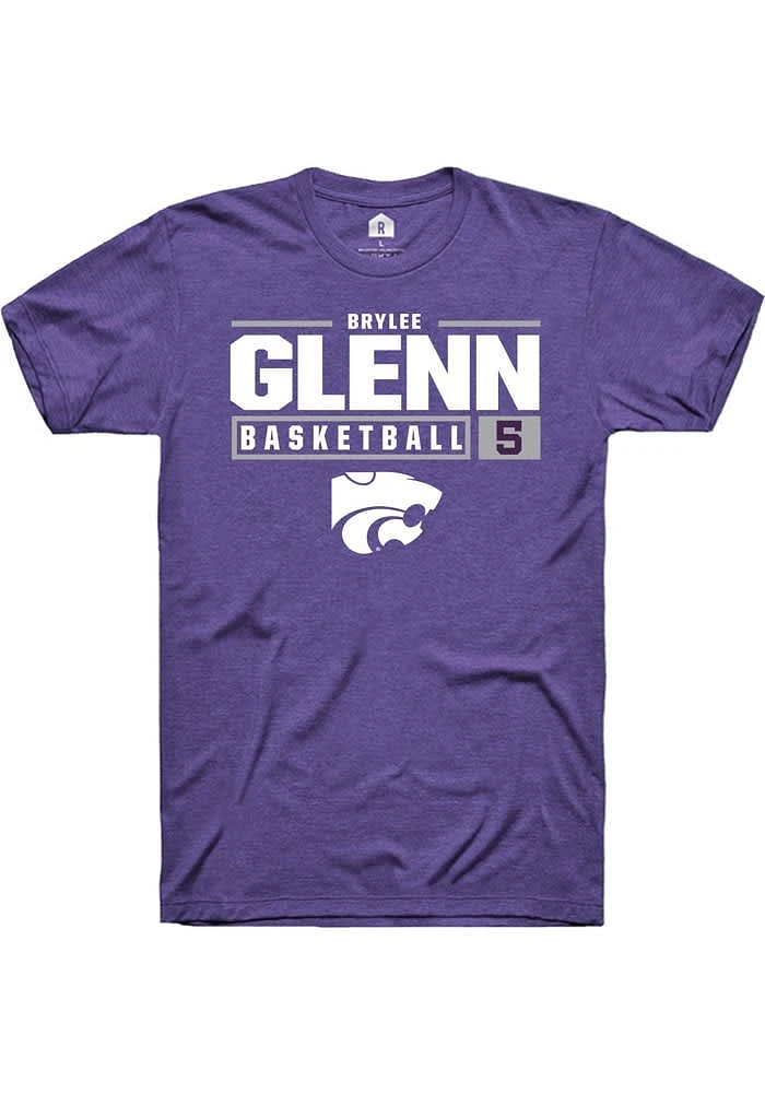 Brylee Glenn  K-State Wildcats Purple Rally NIL Stacked Box Short Sleeve T Shirt
