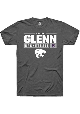 Brylee Glenn  K-State Wildcats Dark Grey Rally NIL Stacked Box Short Sleeve T Shirt