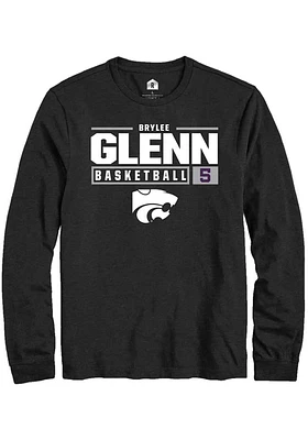 Brylee Glenn  K-State Wildcats Black Rally NIL Stacked Box Long Sleeve T Shirt