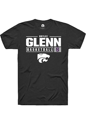 Brylee Glenn  K-State Wildcats Black Rally NIL Stacked Box Short Sleeve T Shirt